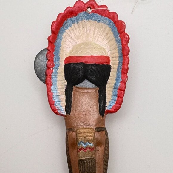 Vintage Mouse Indian Chief Christmas Tree Ornament Hand Painted Ceramic - Picture 2 of 6